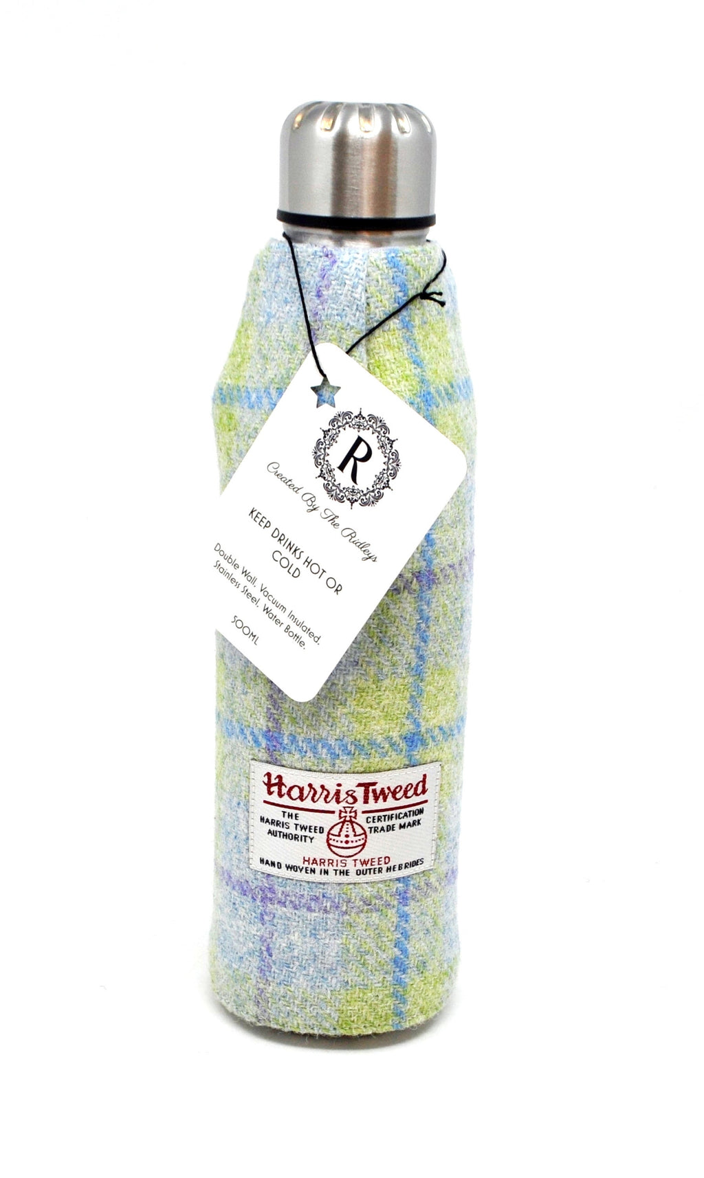 Harris Tweed Thermos Flask 500ml - Lemon Blue and Green, Hot or cold thermos flask HT54 - perfect for days out