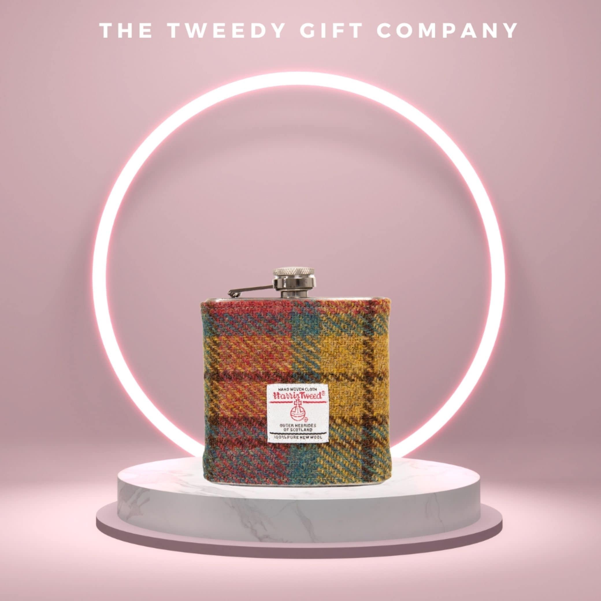 Personalised Harris Tweed Hip Flask FREE Gift Box