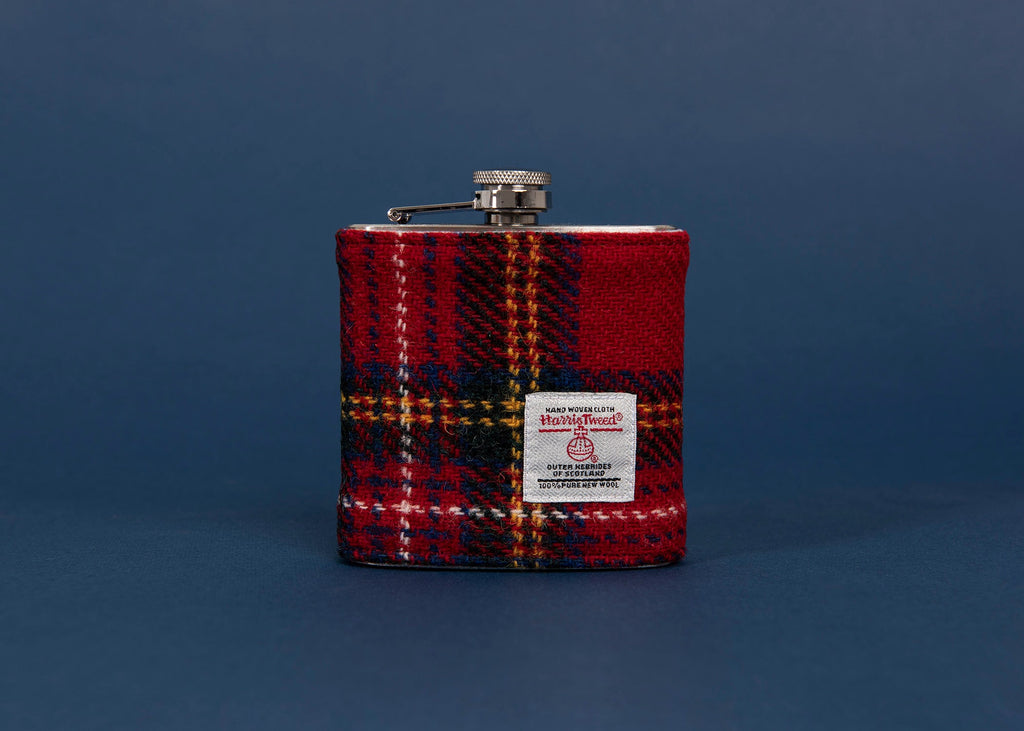 Royal Stewart Harris Tweed Hip Flask - FREE Gift Box and Personalisation - HT47 - Scottish Clan
