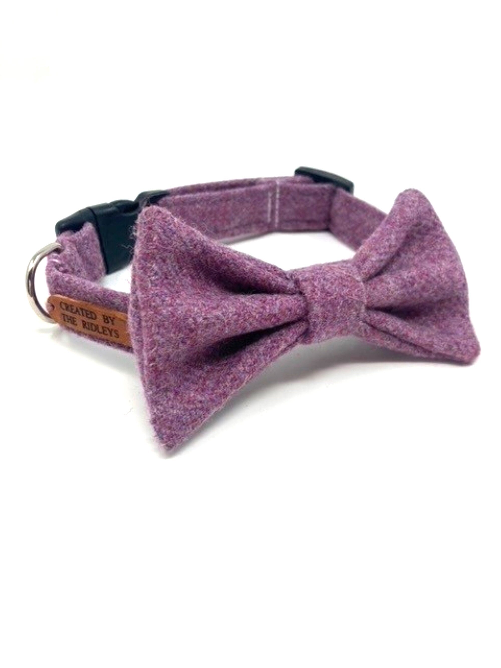 Handmade Tweed Dog Collar - Lilac - British Tweed - Handmade