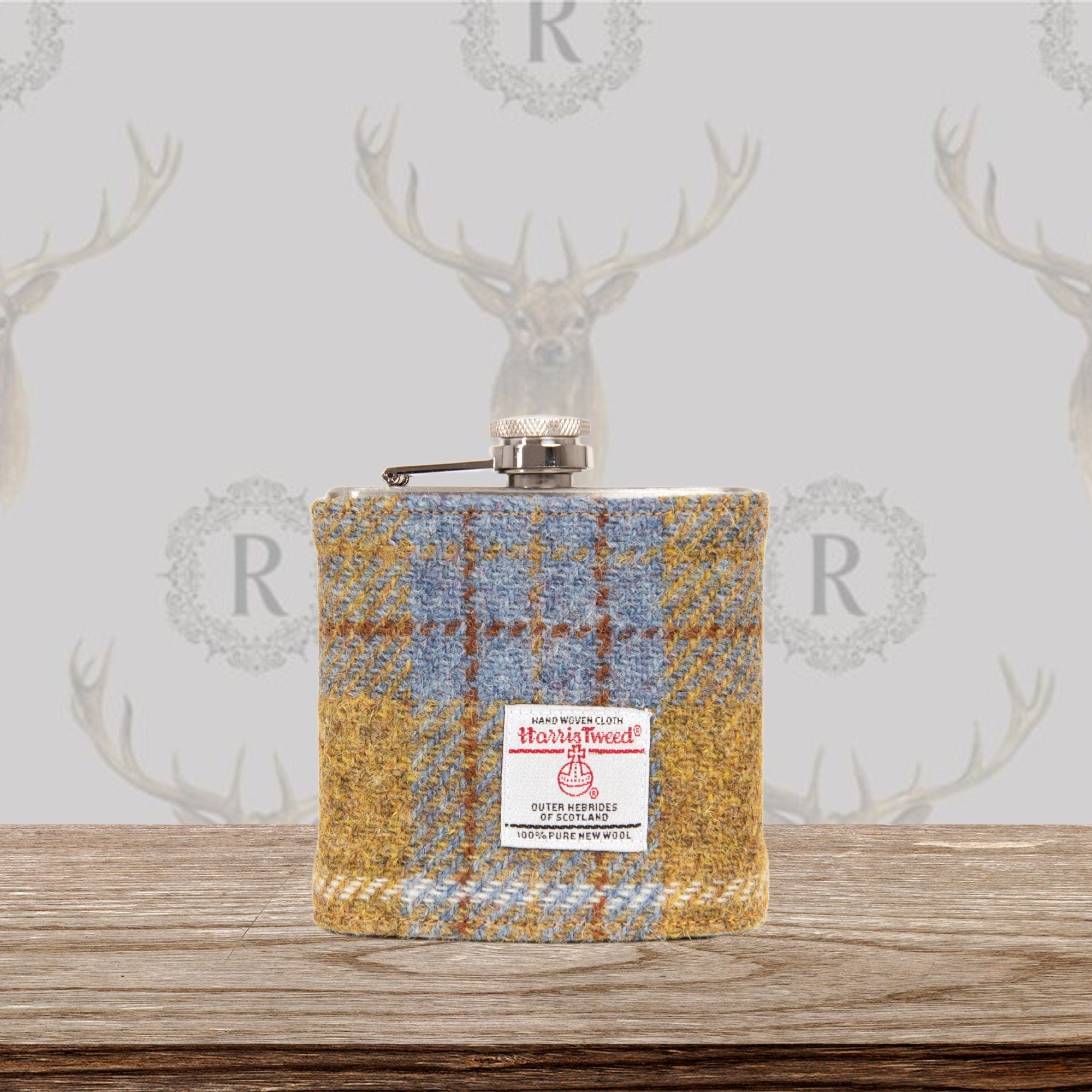 Personalised Harris Tweed 6oz Hip Flask Groomsmen Gift HT27 Luxury Wedding Gift FREE Gift Box