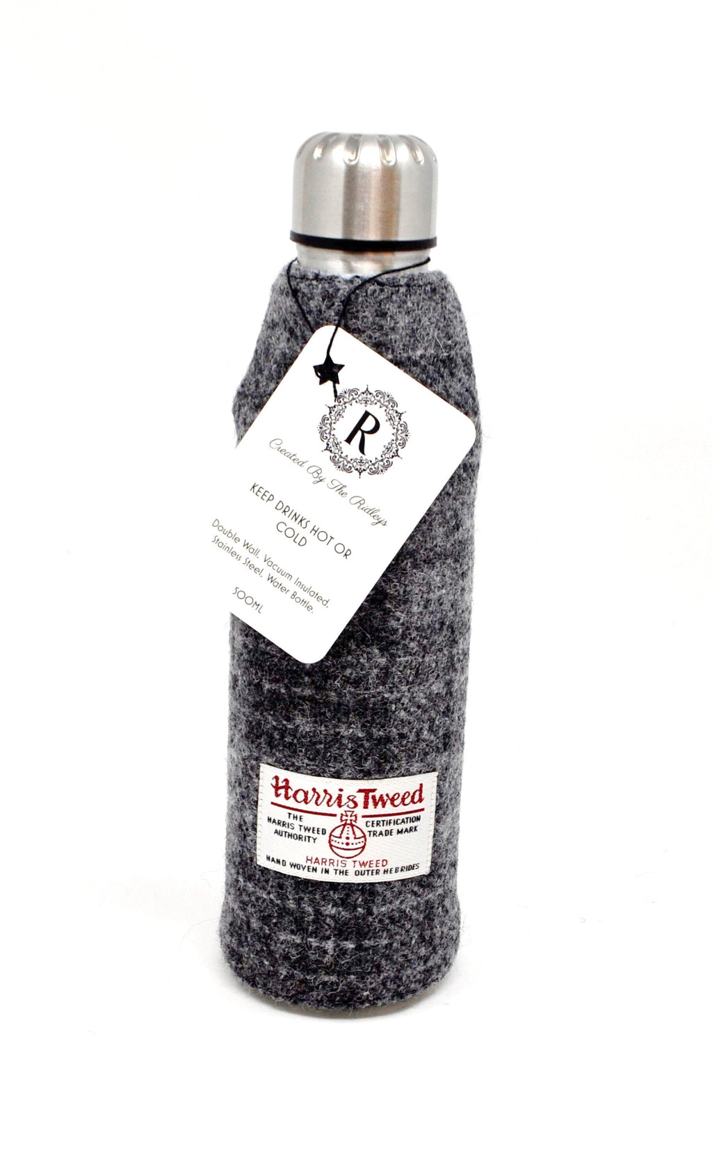 Harris Tweed Thermos Flask 500ml - Dark Grey, Hot or cold thermos flask HT52- perfect for days out