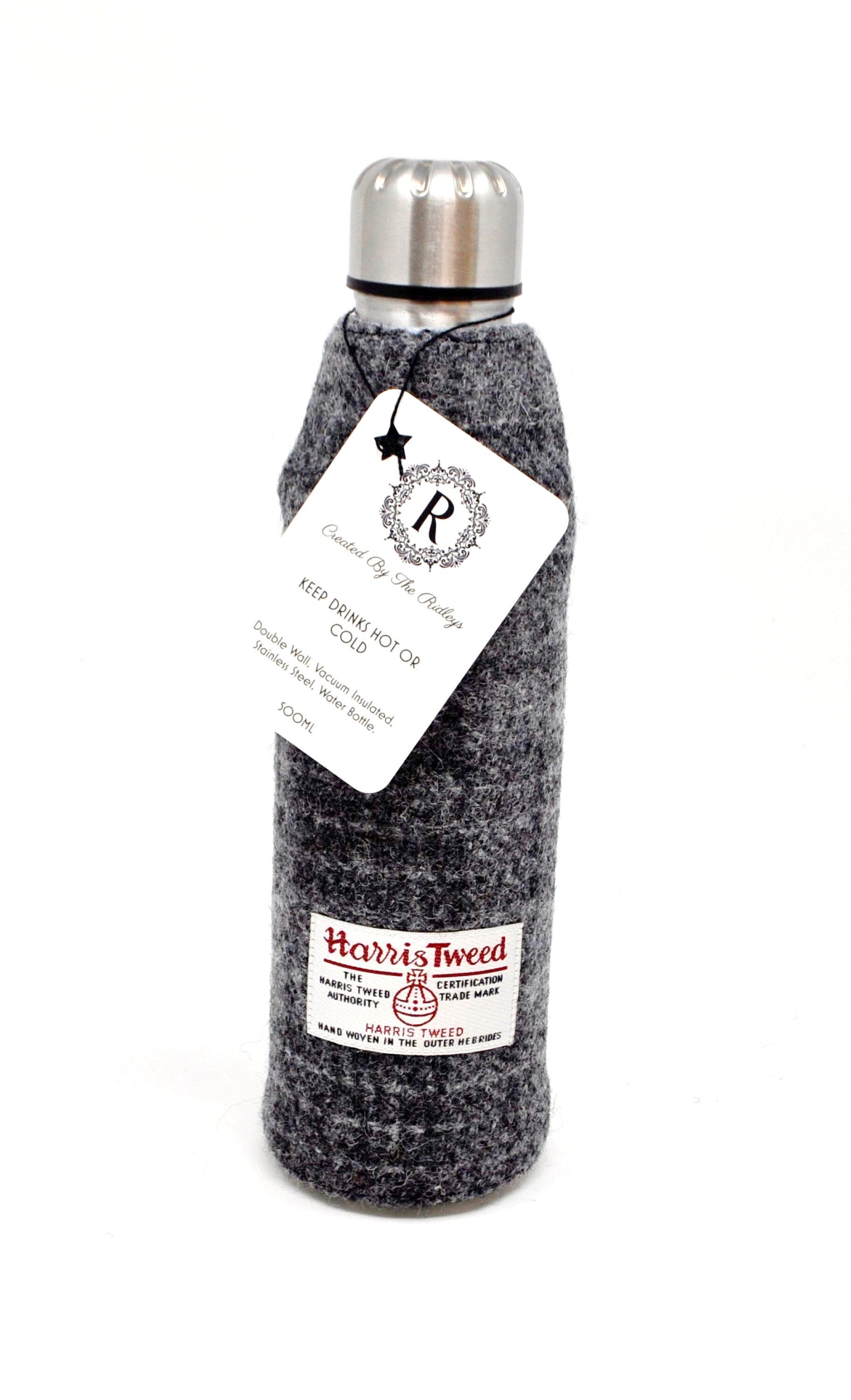 Harris Tweed Thermos Flask 500ml - Dark Grey, Hot or cold thermos flask HT52- perfect for days out