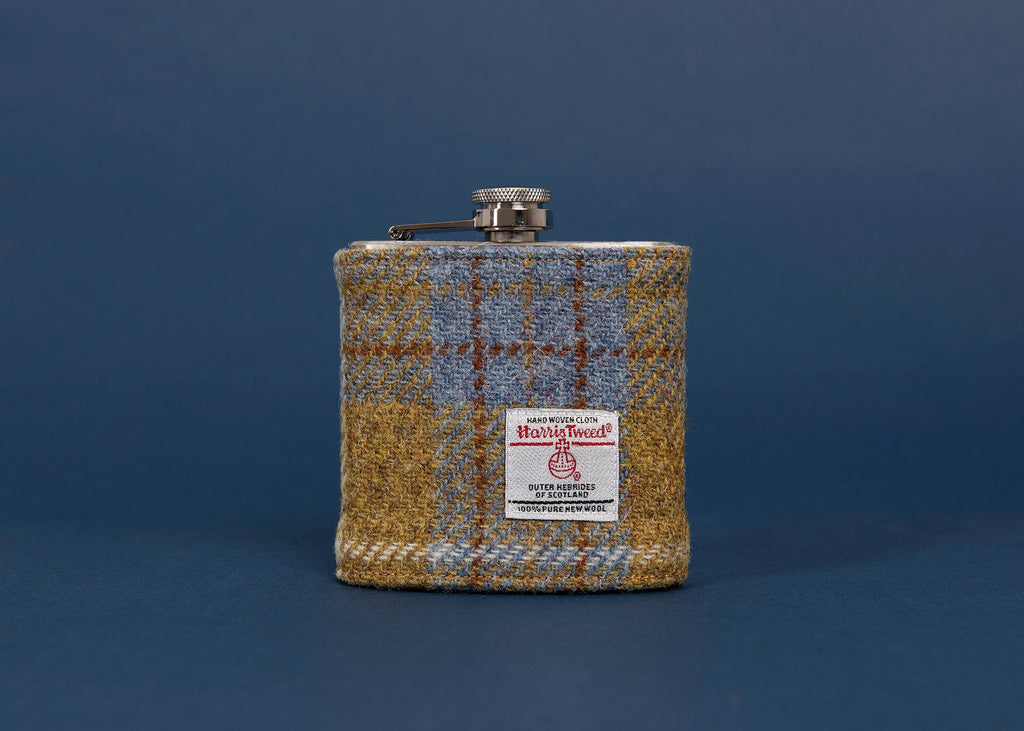 Personalised Harris Tweed 6oz Hip Flask Groomsmen Gift HT27 Luxury Wedding Gift FREE Gift Box