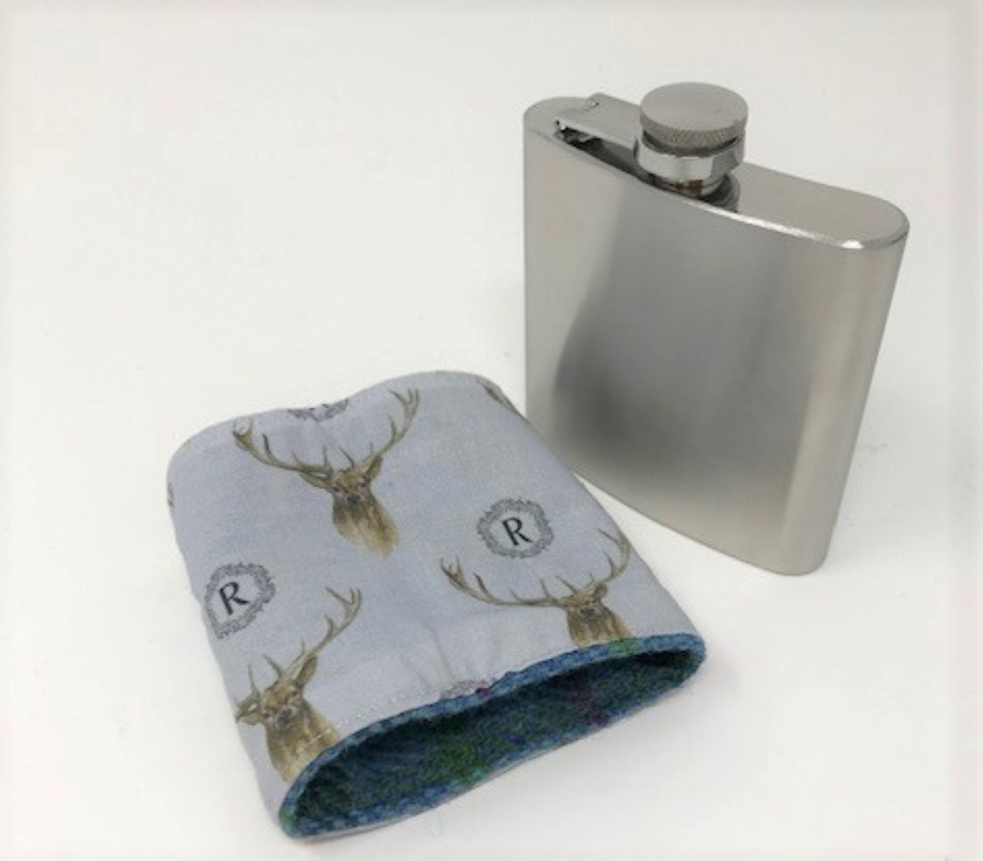 Personalised Harris Tweed 6oz Hip Flask Groomsmen Gift HT39 Scottish Luxury Wedding Gift for Him Fathers Day Usher Best Man Name Initial