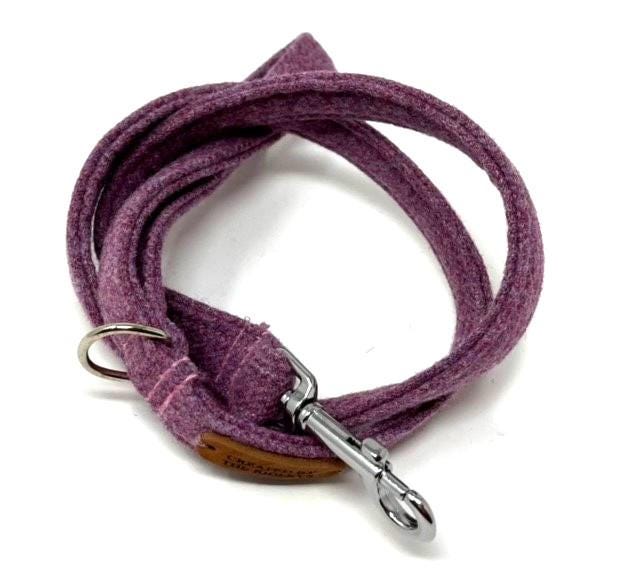 Handmade Tweed Dog Collar - Lilac - British Tweed - Handmade