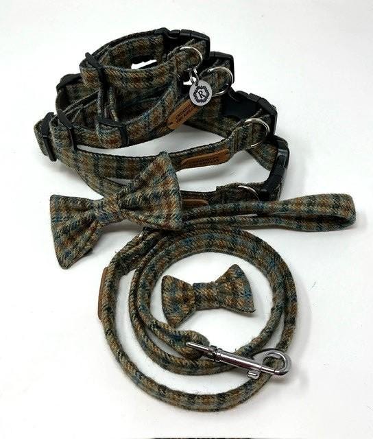 Handmade Tweed Dog Collar - Traditional Check - British Tweed - Handmade