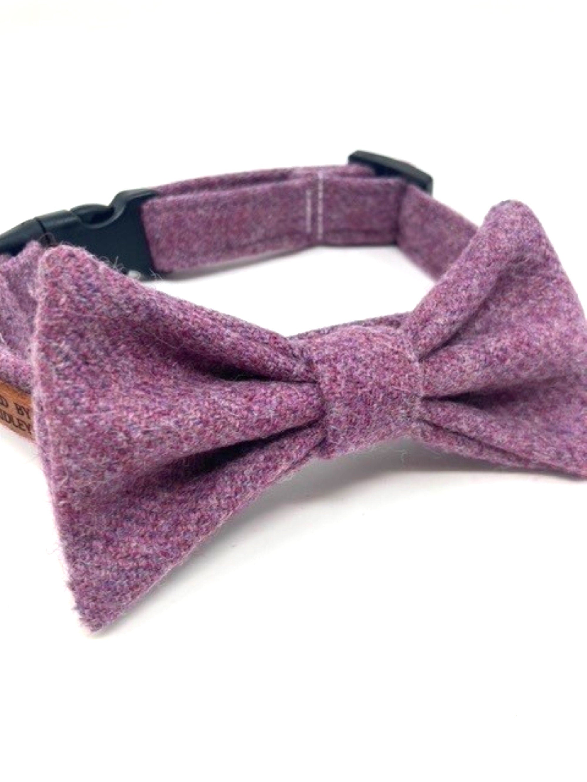 Handmade Tweed Dog Collar - Lilac - British Tweed - Handmade