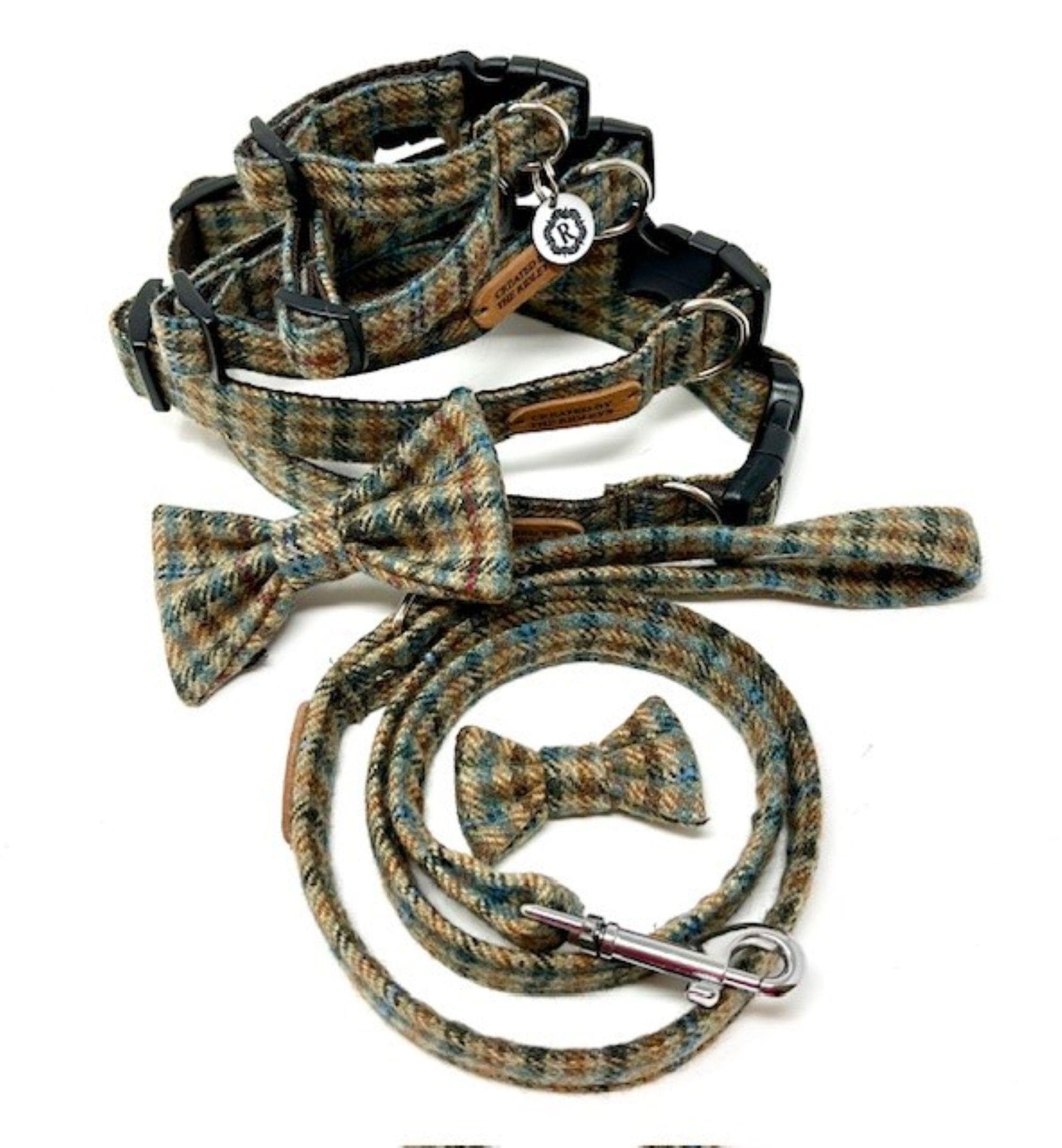 Handmade Tweed Dog Collar - Traditional Check - British Tweed - Handmade