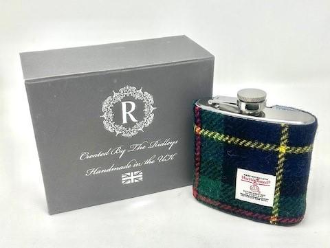 Groomsmen Gift Personalised Harris Tweed Hip Flask Free Gift boxed HT56