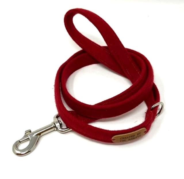 British Tweed Dog Collar - Red - Handmade