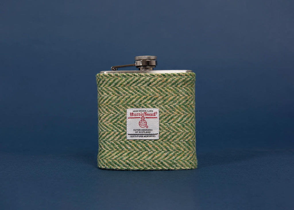Personalised Harris Tweed Hip Flask Gift boxed best man gift wedding bridesmaid - HT11