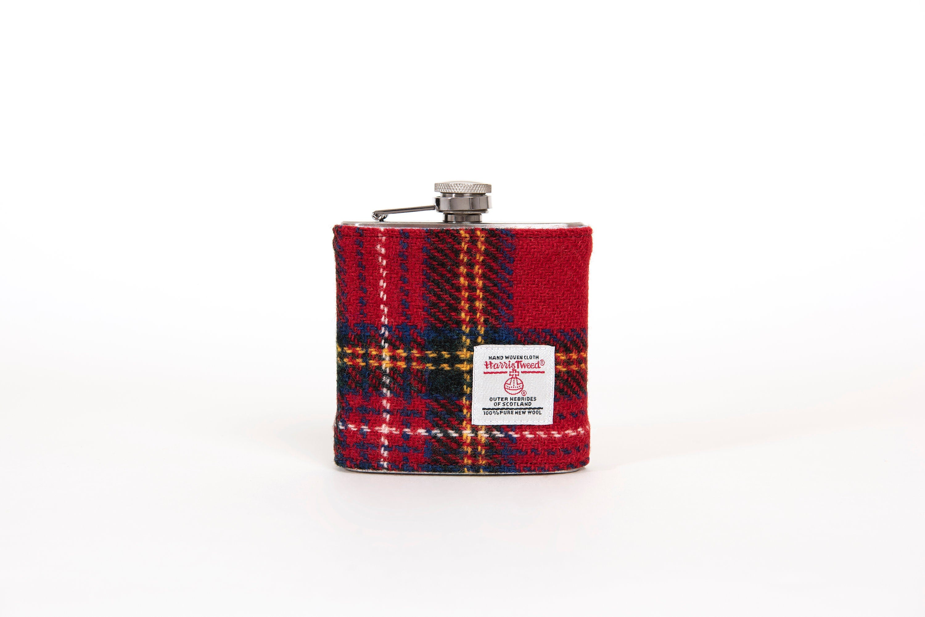 Royal Stewart Harris Tweed Hip Flask - FREE Gift Box and Personalisation - HT47 - Scottish Clan