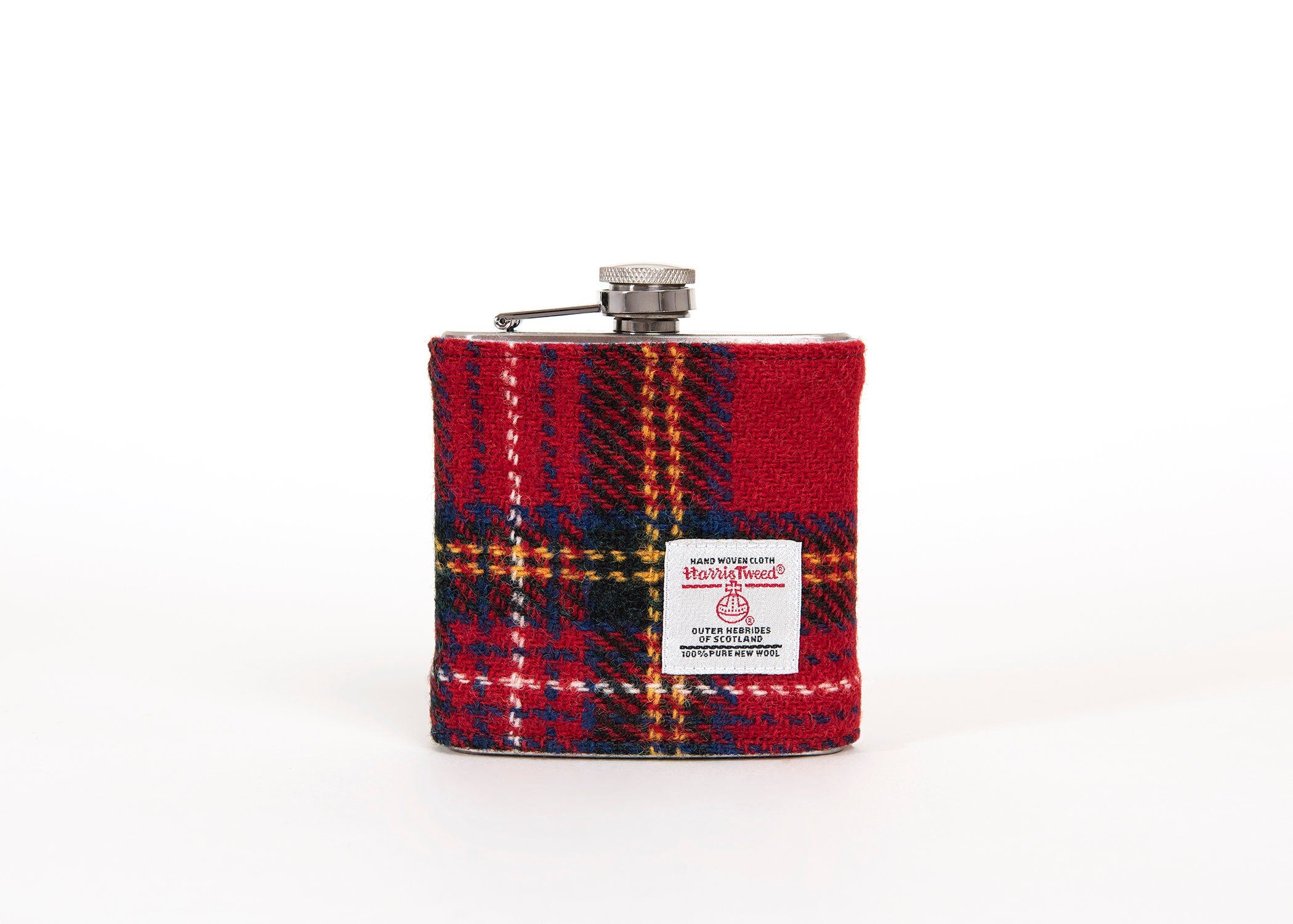 Royal Stewart Harris Tweed Hip Flask - FREE Gift Box and Personalisation - HT47 - Scottish Clan