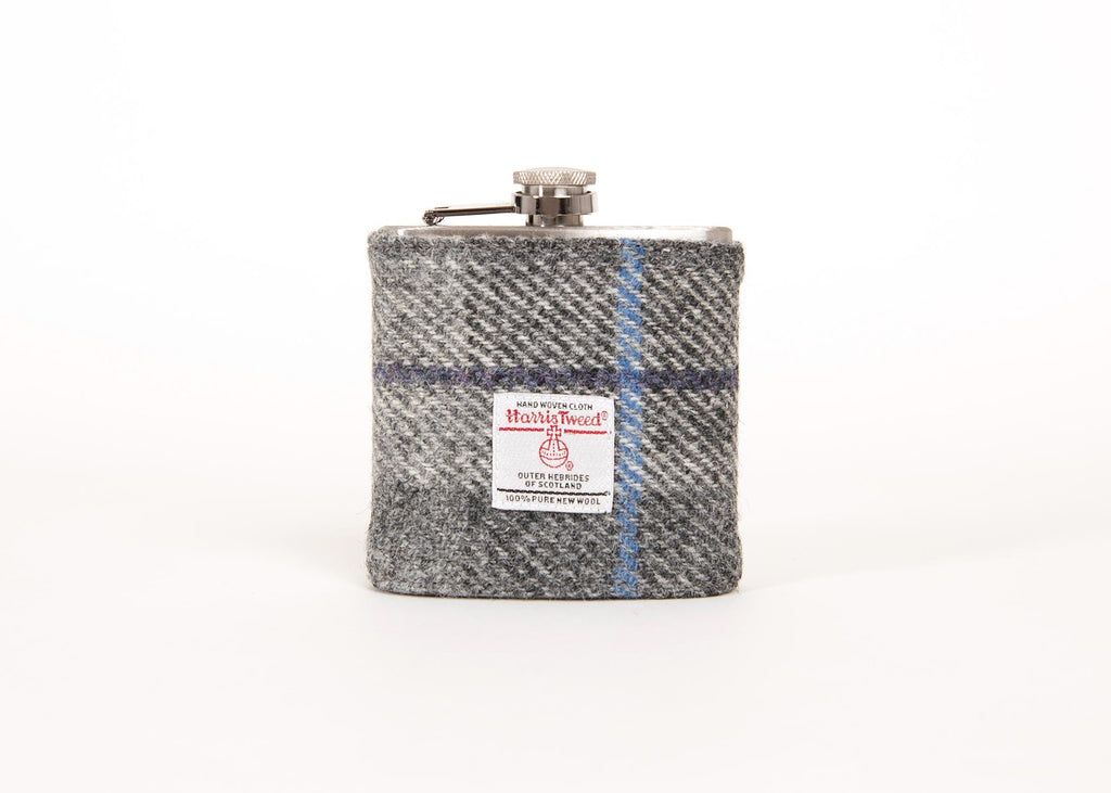 Harris Tweed 6oz Hip Flask Groomsmen Gift - Various Colours