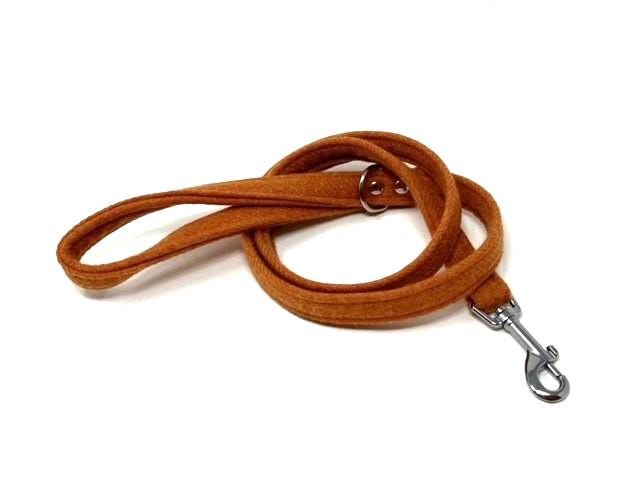 Handmade Tweed Dog Collar - Plain Orange - British Tweed - Handmade