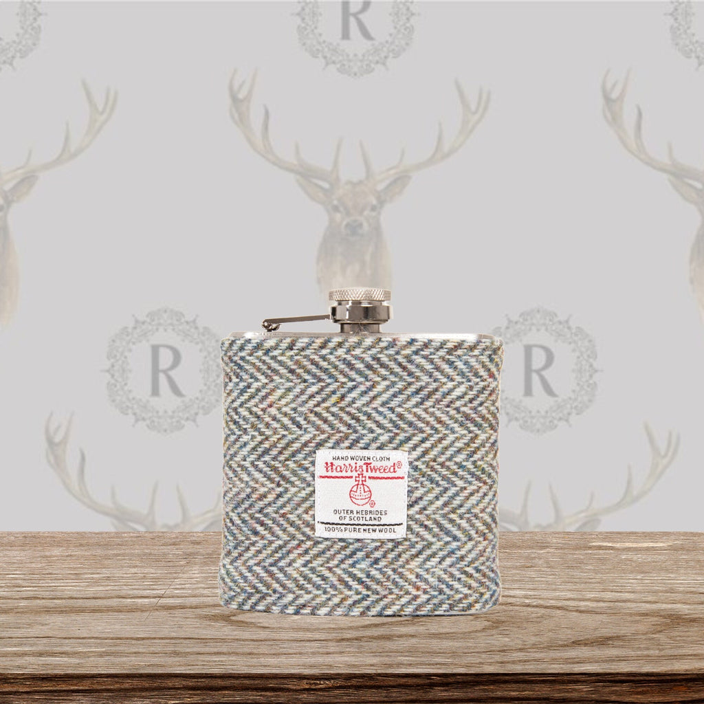 Personalised Harris Tweed 6oz Hip Flask Groomsmen Gift HT38 Scottish Luxury Wedding Gift for Him Fathers Day Usher Best Man Name Initial