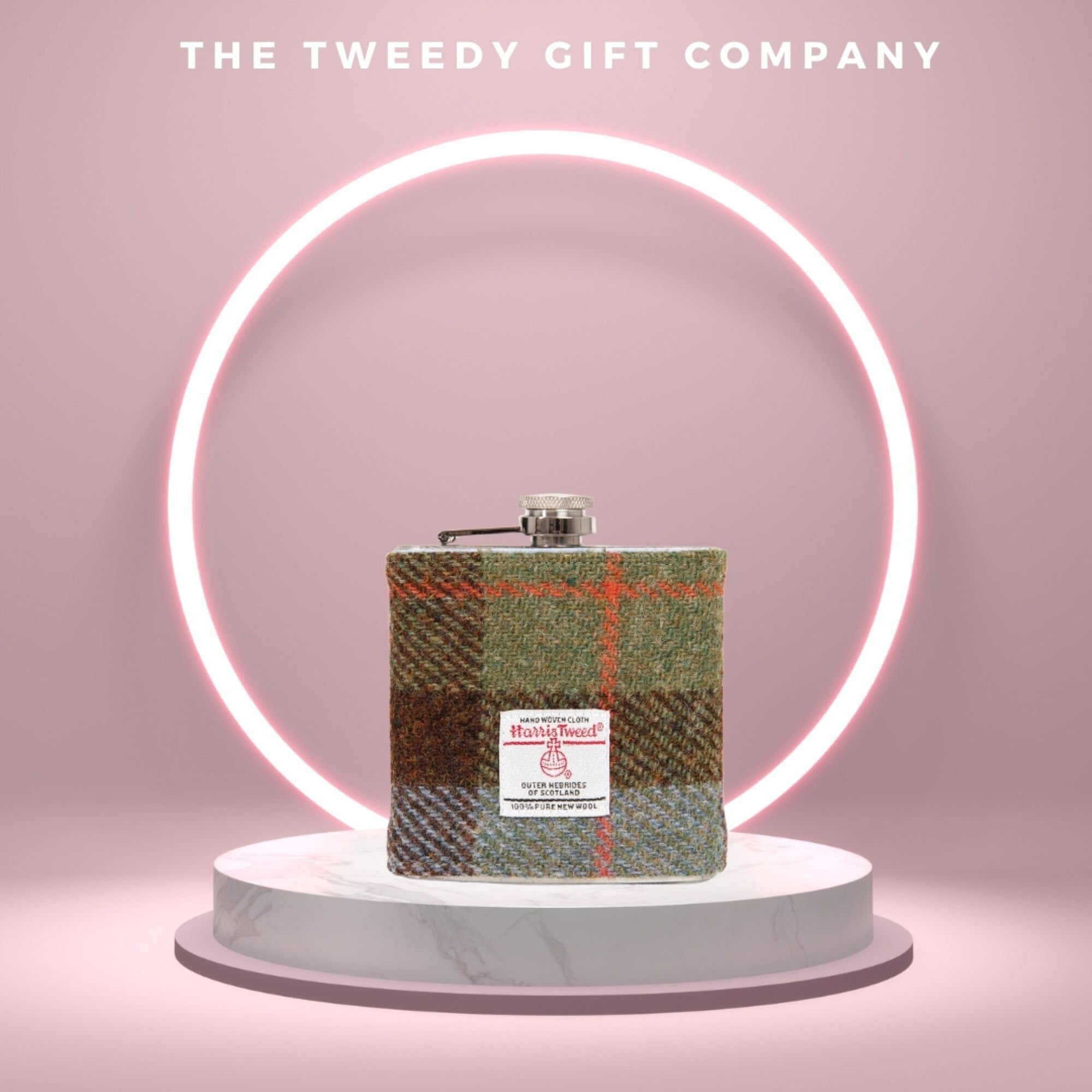 18th Birthday 21st  Personalised Harris Tweed Hip Flask Gift Box Tartan Best Dad Ever -Best Man Gift Usher Gift Wedding McLeod Tartan