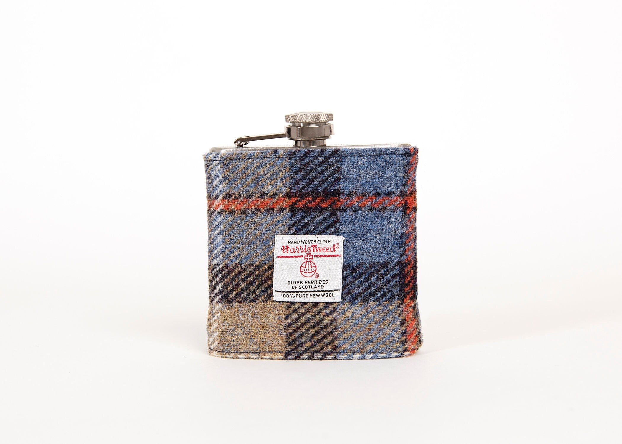 MacKenzie Clan Harris Tweed, Personalised 6oz Hip Flask Groomsmen Gift HT43 Scottish Luxury Wedding Gift for Him Fathers Day Usher Best Man