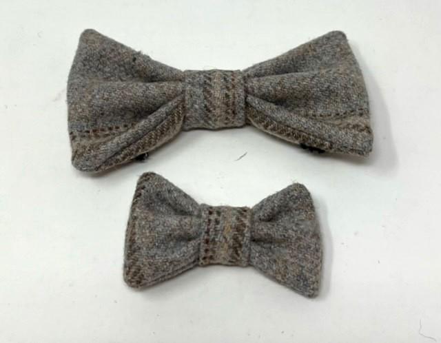 Handmade Tweed Dog Collar - Traditional CheckBeige/Grey - British Tweed - Handmade