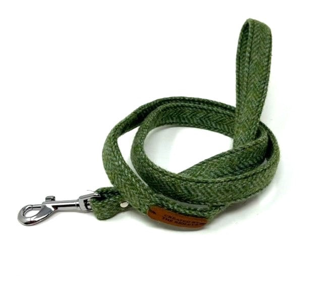 Dog Lead - Green Herringbone Tweed