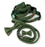 Dog Collar - Green Herringbone Tweed