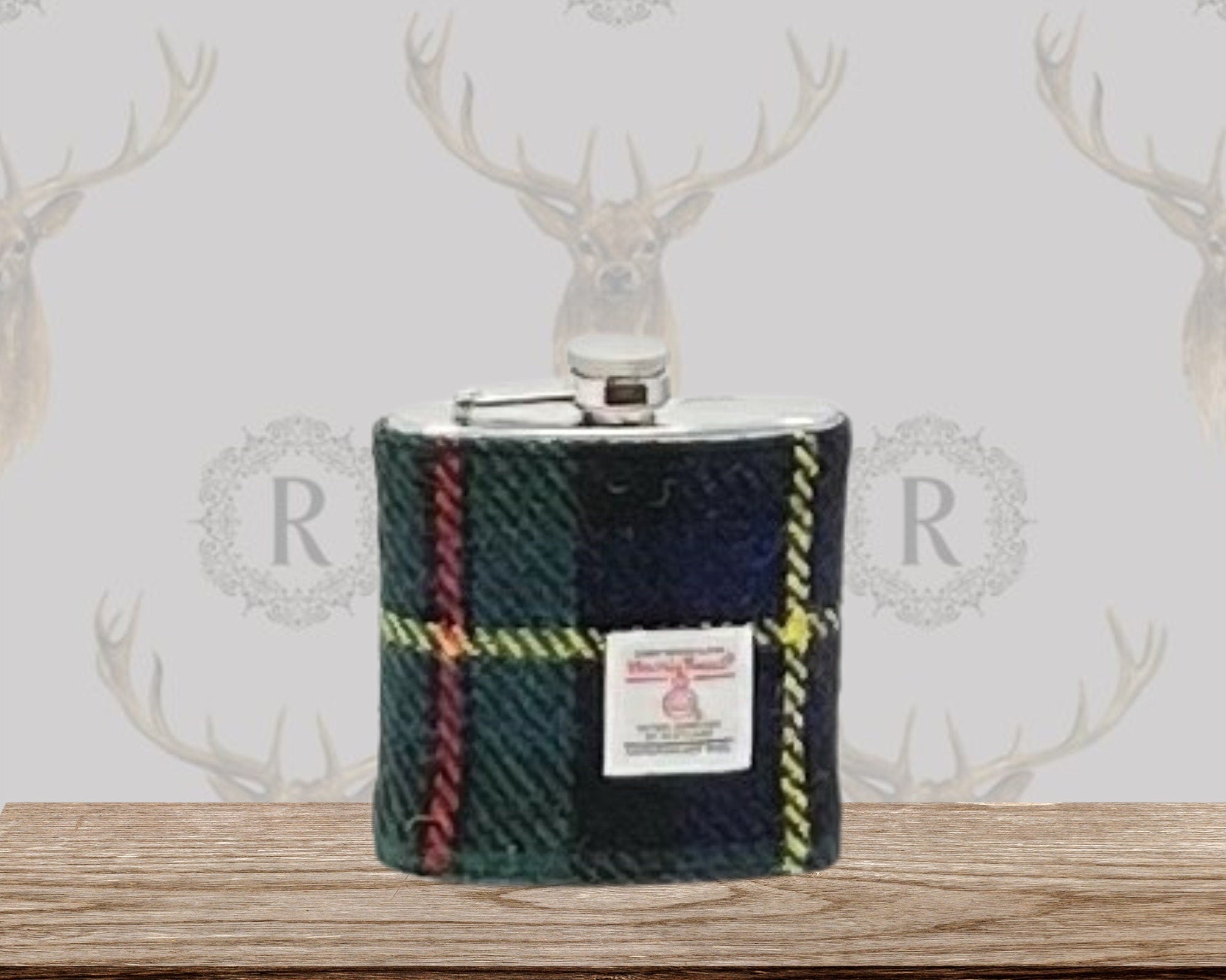 Groomsmen Gift Personalised Harris Tweed Hip Flask Free Gift boxed HT56