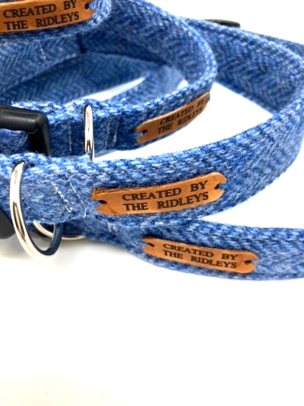 Dog Collar - Blue Herringbone