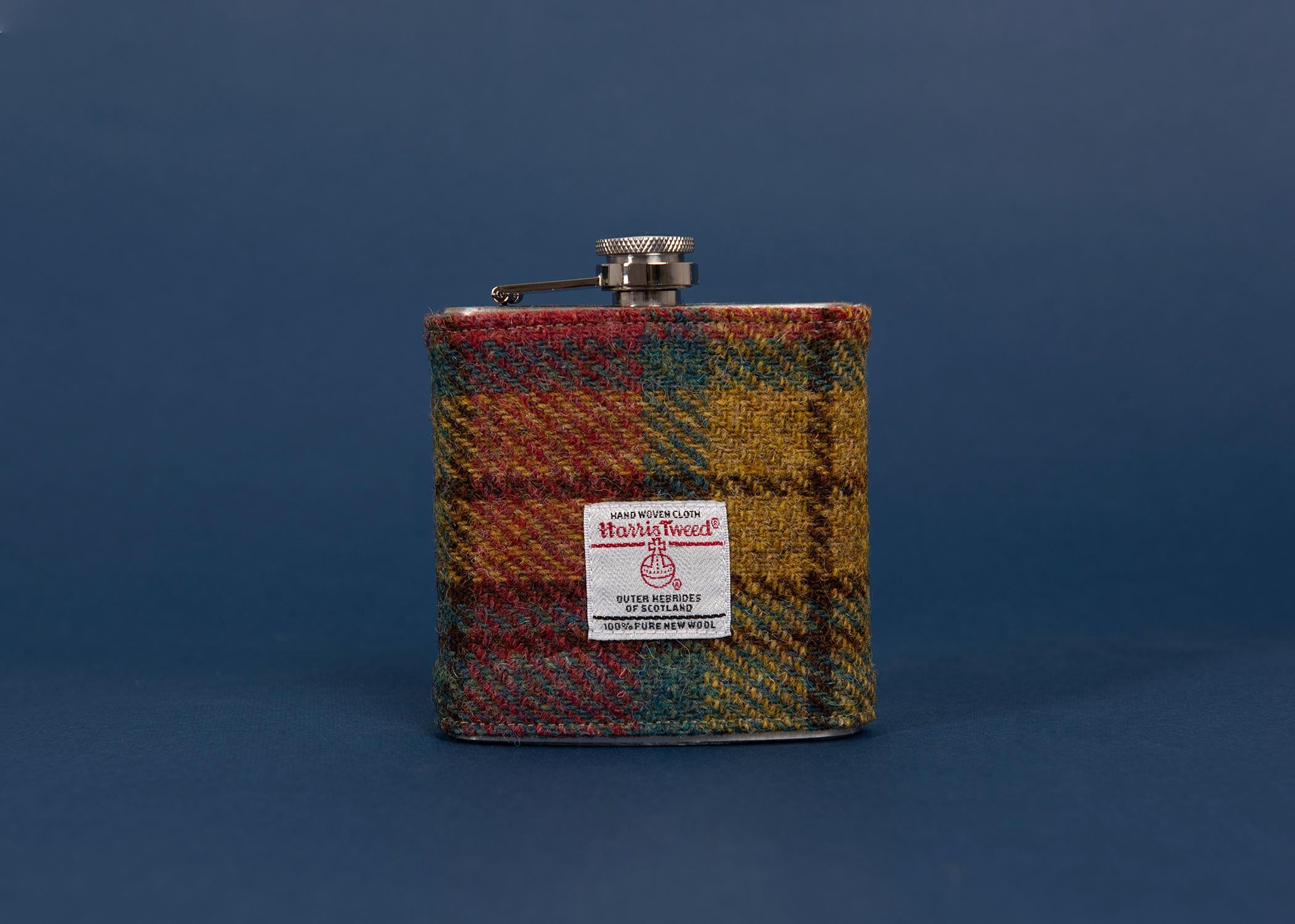 Personalised Harris Tweed Hip Flask FREE Gift Box