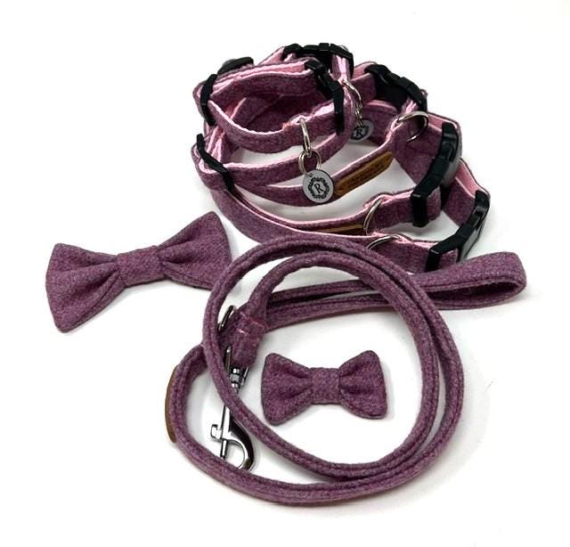 Handmade Tweed Dog Collar - Lilac - British Tweed - Handmade