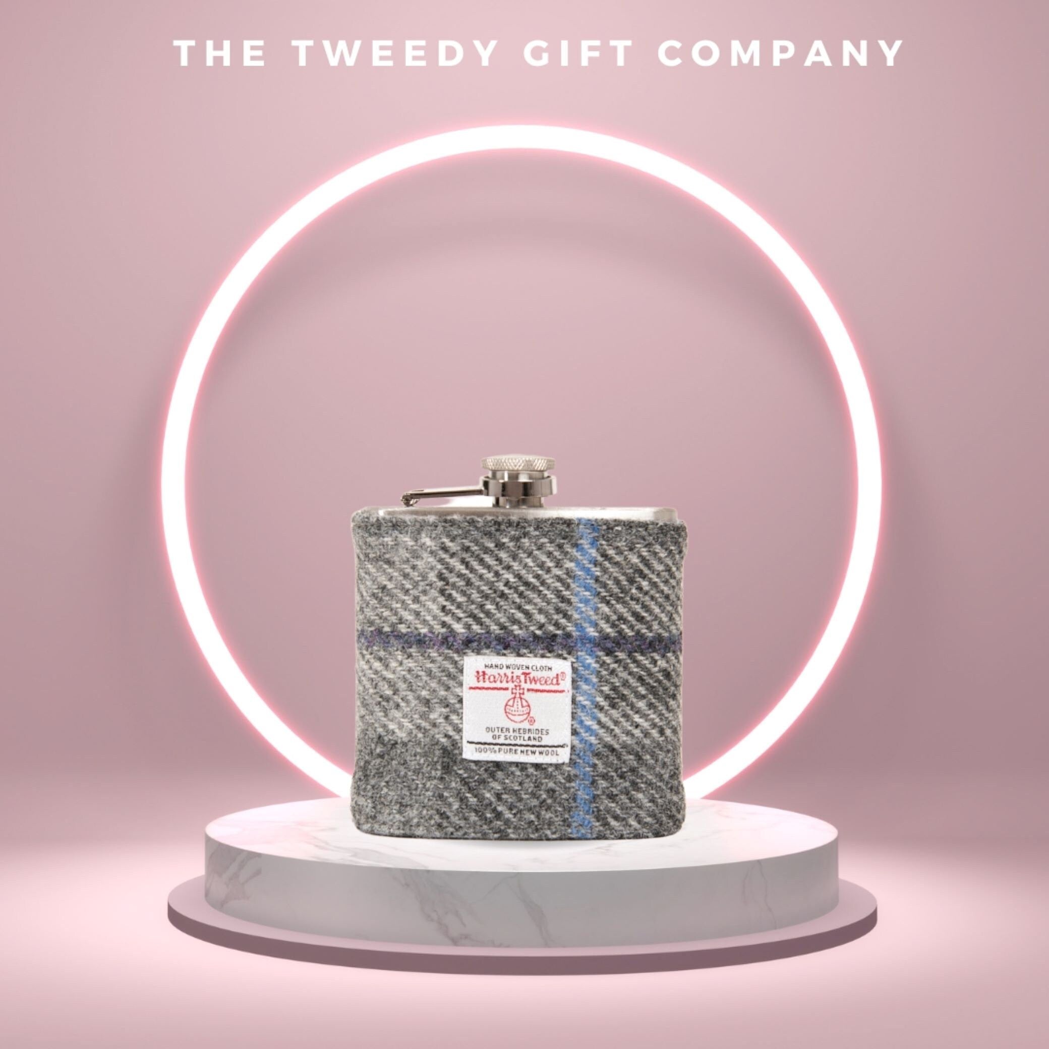 Harris Tweed 6oz Hip Flask Groomsmen Gift - Various Colours