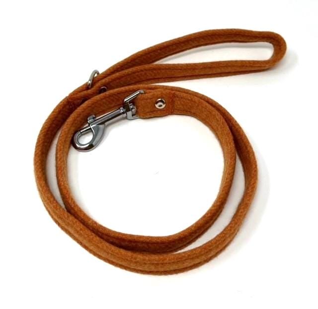 Handmade Tweed Dog Collar - Plain Orange - British Tweed - Handmade