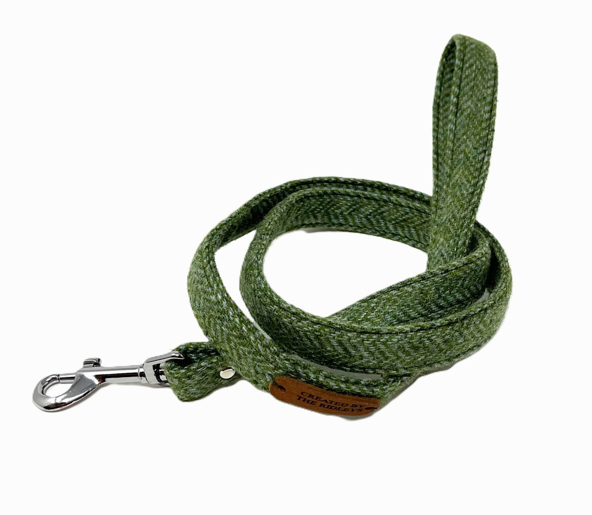 Dog Lead - Green Herringbone Tweed