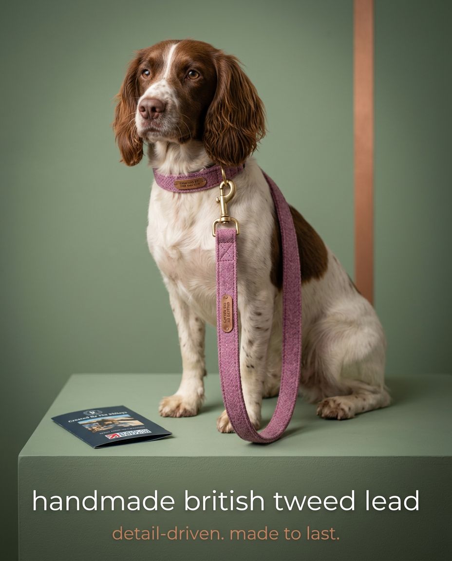 Handmade Lilac Tweed Dog Collar with Contoured Buckle - 5 Sizes Available