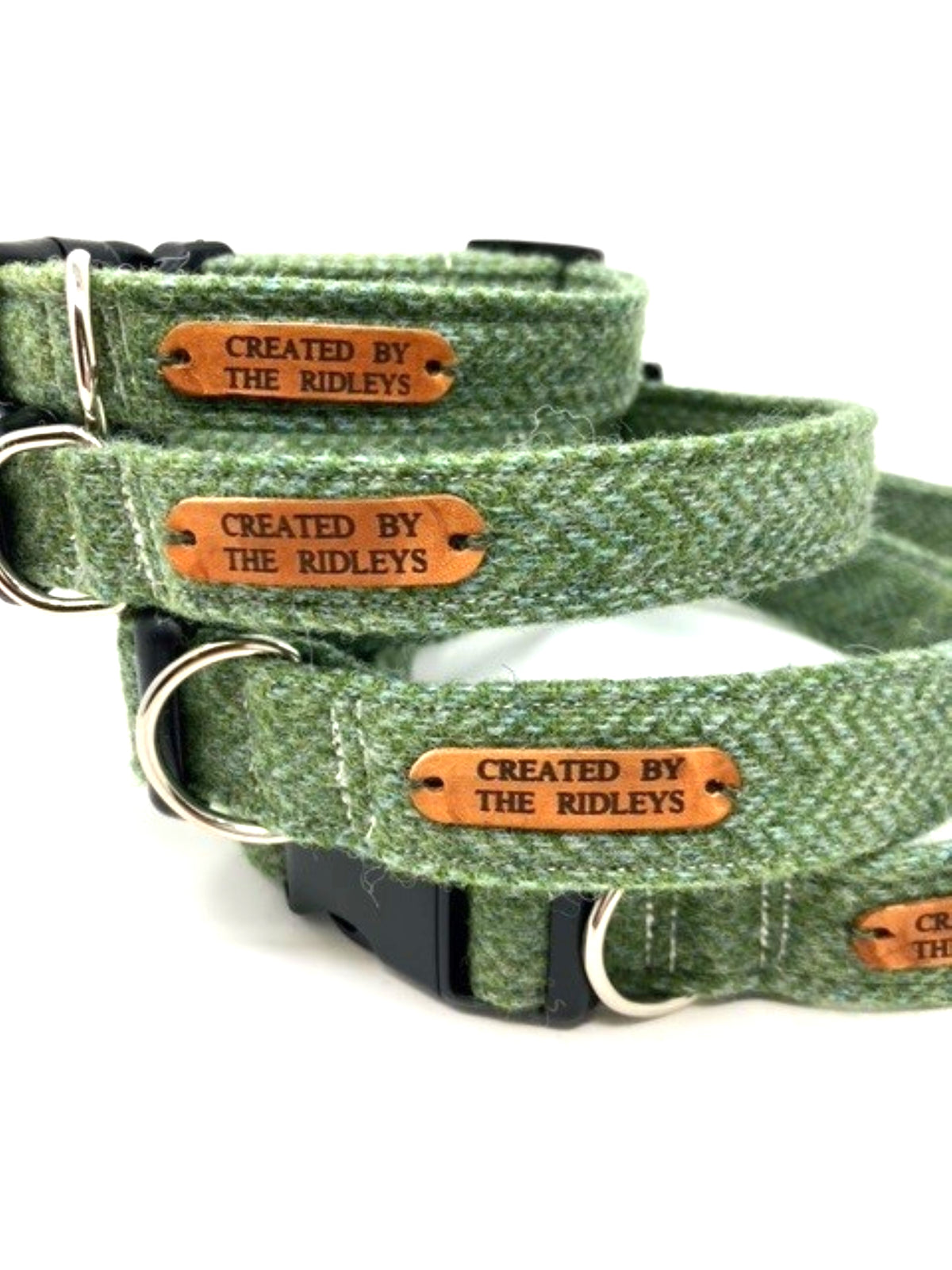Dog Collar - Green Herringbone Tweed