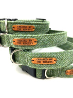 Dog Collar - Green Herringbone Tweed