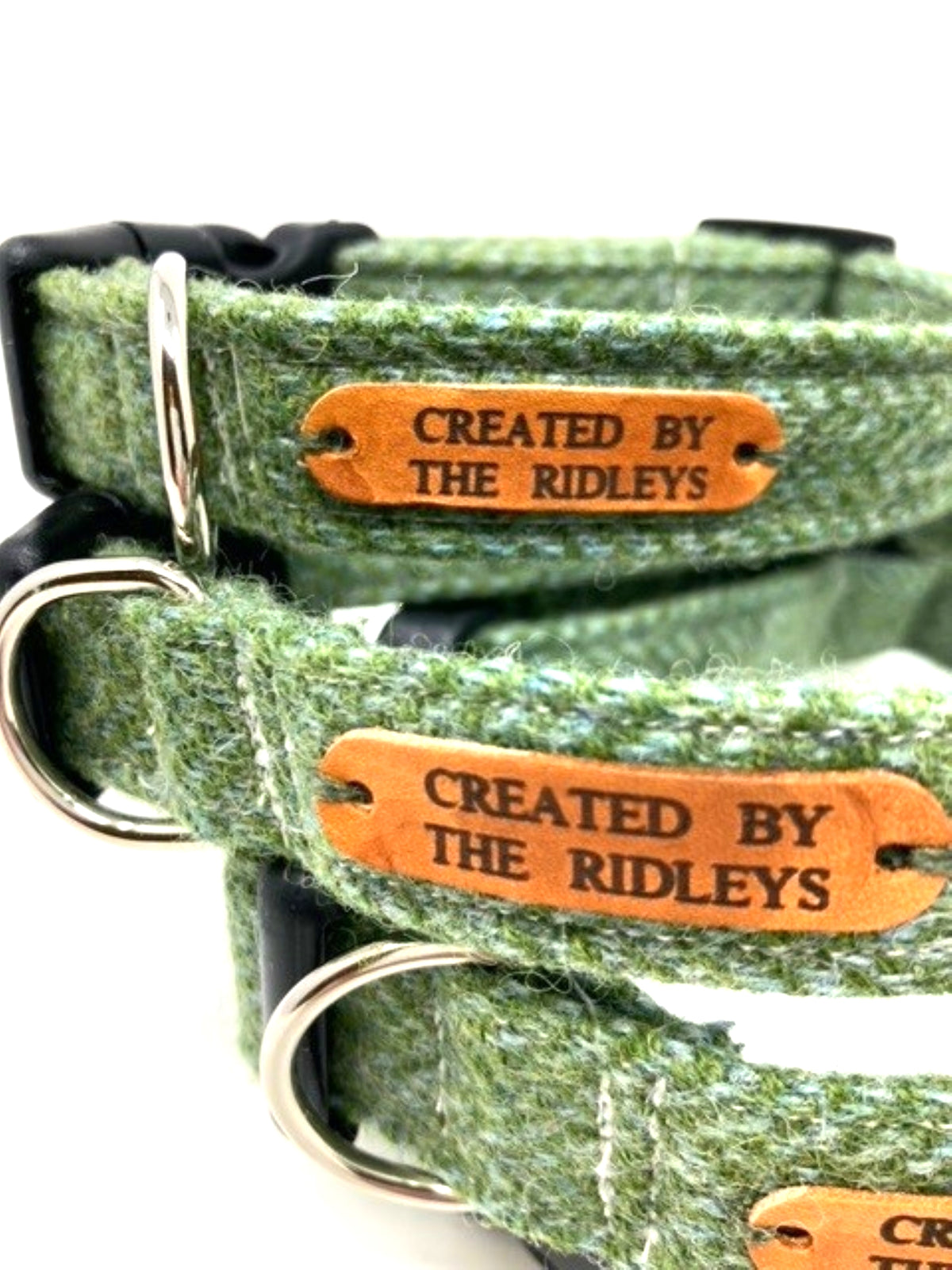 Dog Collar - Green Herringbone Tweed