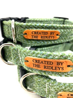 Dog Collar - Green Herringbone Tweed